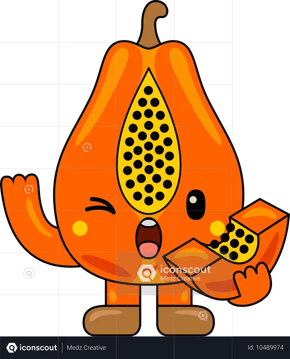 Papaya Mascot Say Hi  Illustration