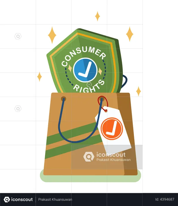 Paper bag with consumer rights  Illustration