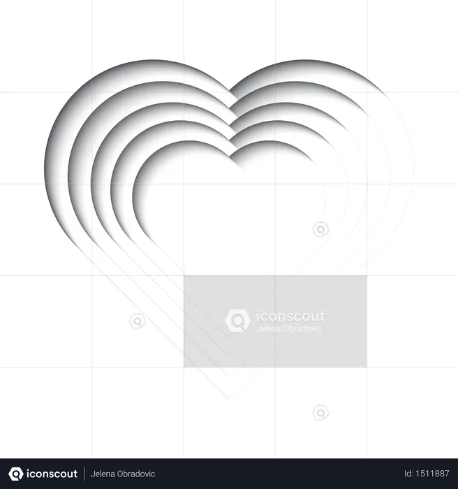 Paper cut out background with 3d effect, heart shape in black and white, vector illustration  Illustration