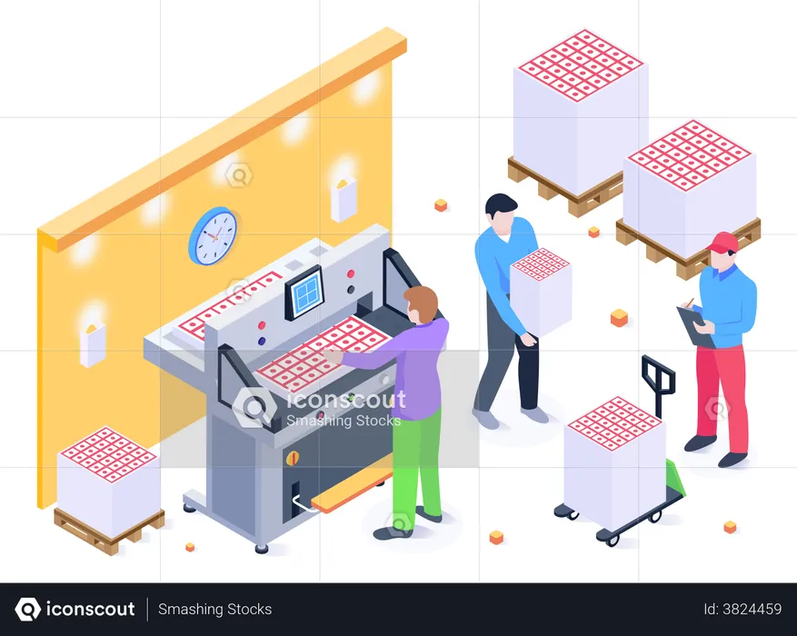 Paper Cutting Industry  Illustration