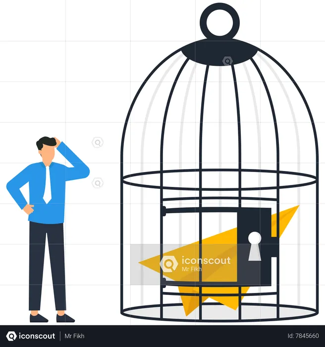 Paper plane inside the cage  Illustration