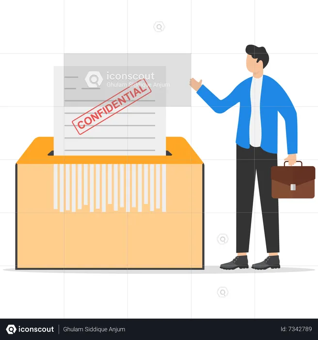 Paper shredder confidential and private document office information protection  Illustration