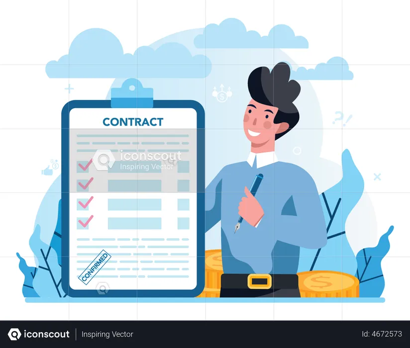 Papier de contrat commercial  Illustration