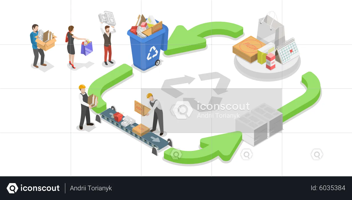 Infografik zum Papierrecyclingprozess  Illustration