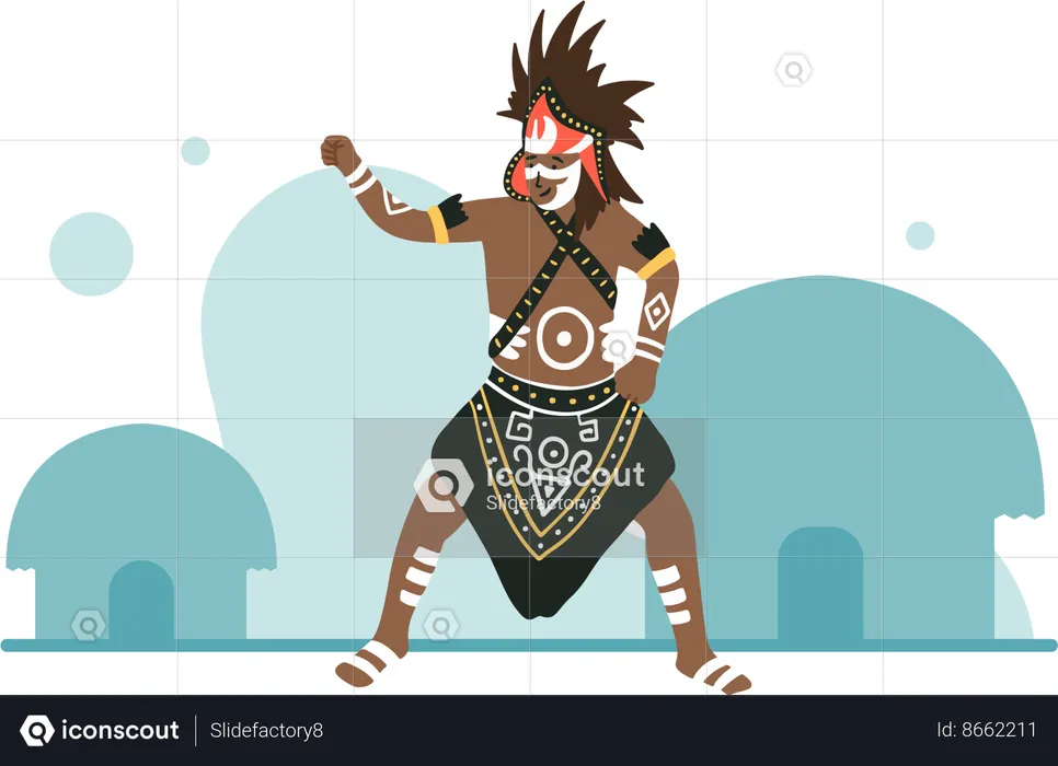 Papua traditional dance from indonesia  Illustration