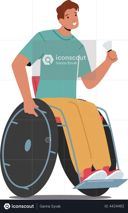 Paralympic Badminton Player Sitting on Wheelchair  Illustration