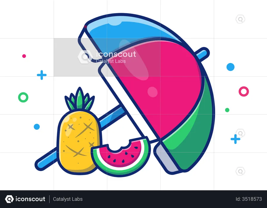 Parapluie avec des fruits  Illustration