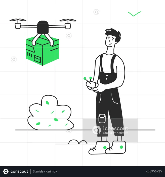 Parcel delivery by drone  Illustration