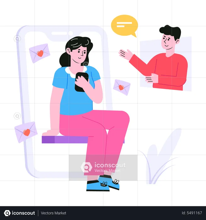 Paar chattet über Dating-App  Illustration