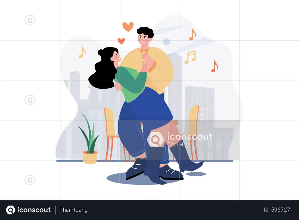 Pareja bailando el día de San Valentín  Ilustración