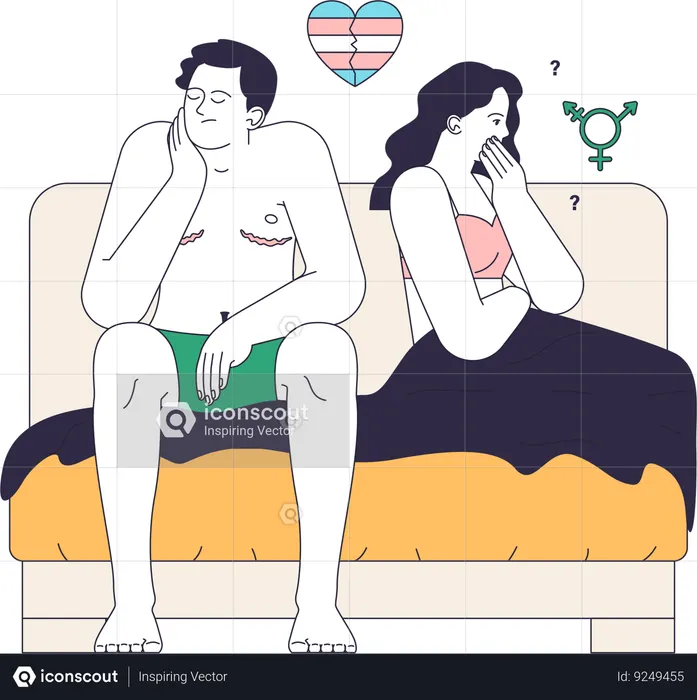 Pareja bisexual sentados juntos  Ilustración