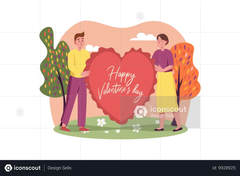 Pareja celebrando el día de san valentín  Ilustración