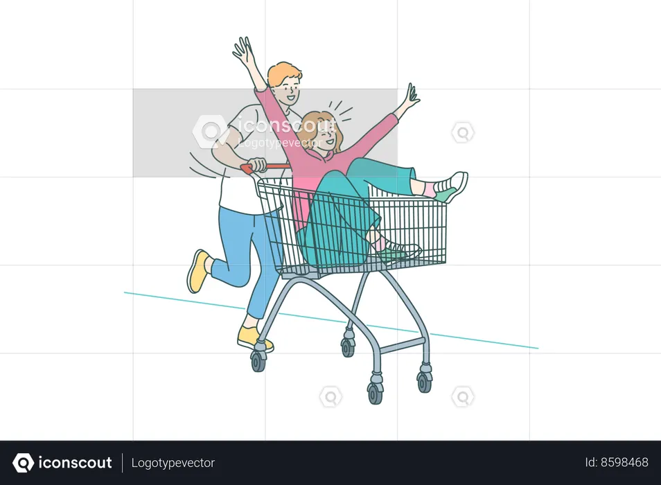 Pareja con carrito de compras  Ilustración