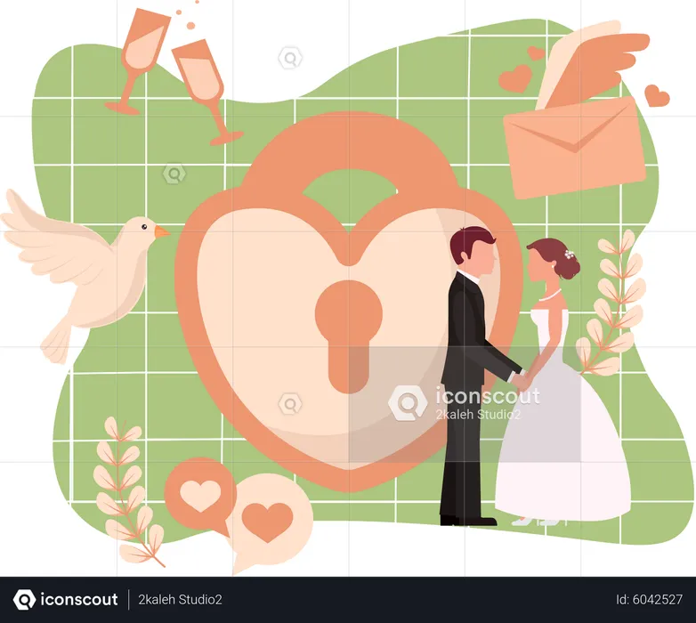 Pareja de boda  Ilustración