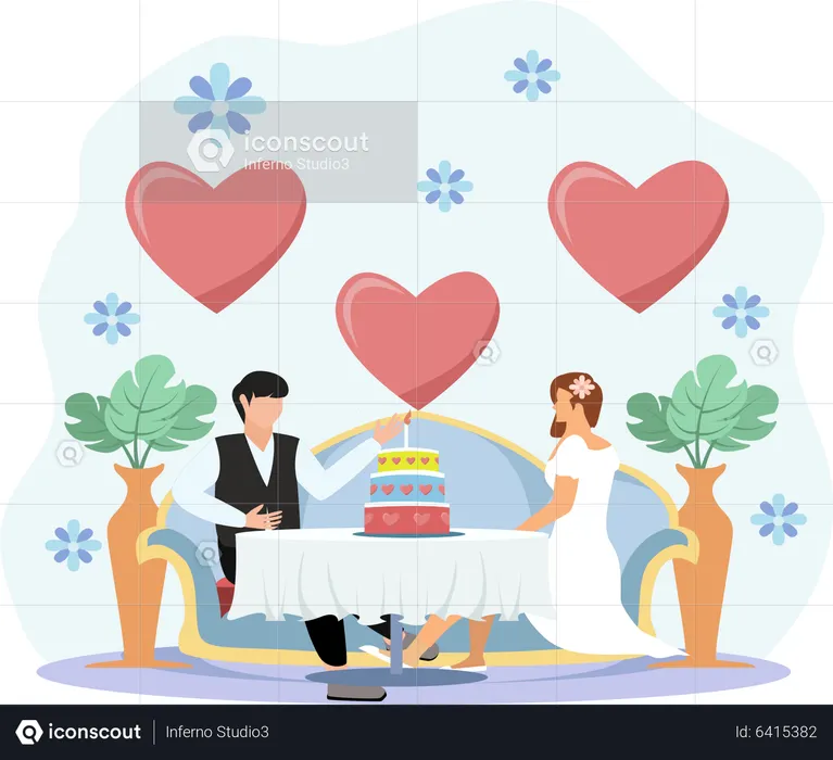 Pareja de boda  Ilustración