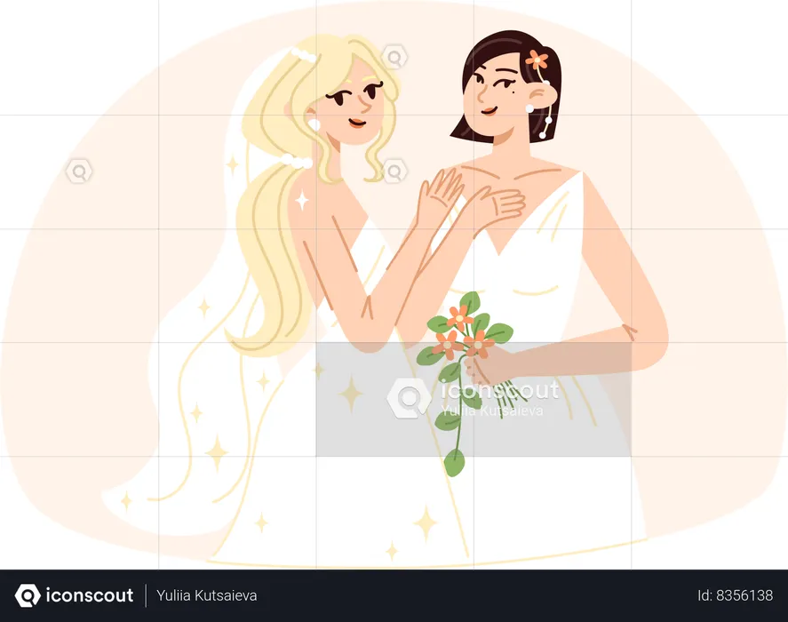 Pareja de bodas lesbianas  Ilustración