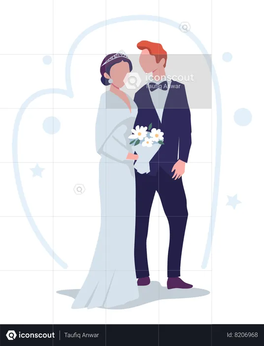 Pareja de recién casados  Ilustración