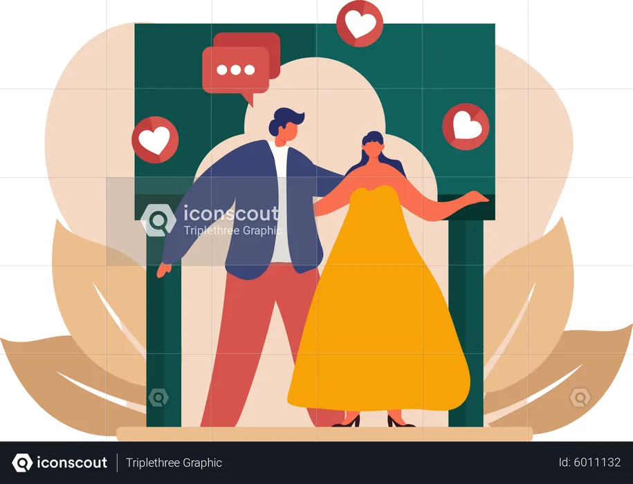 Pareja de recién casados  Ilustración