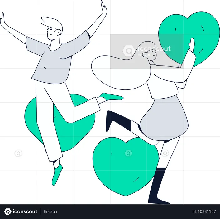 Pareja disfrutando del amor  Ilustración