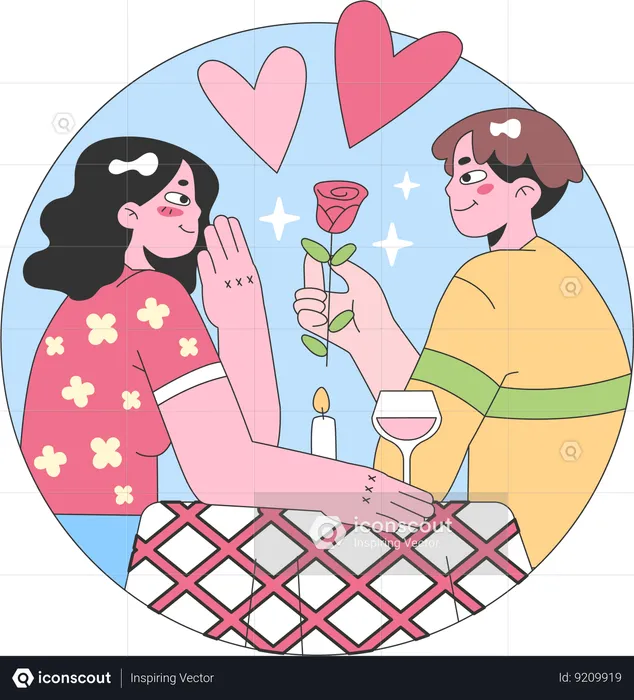 Pareja en la cita  Ilustración