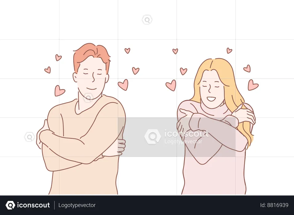 La pareja disfruta de sus sentimientos de amor.  Ilustración