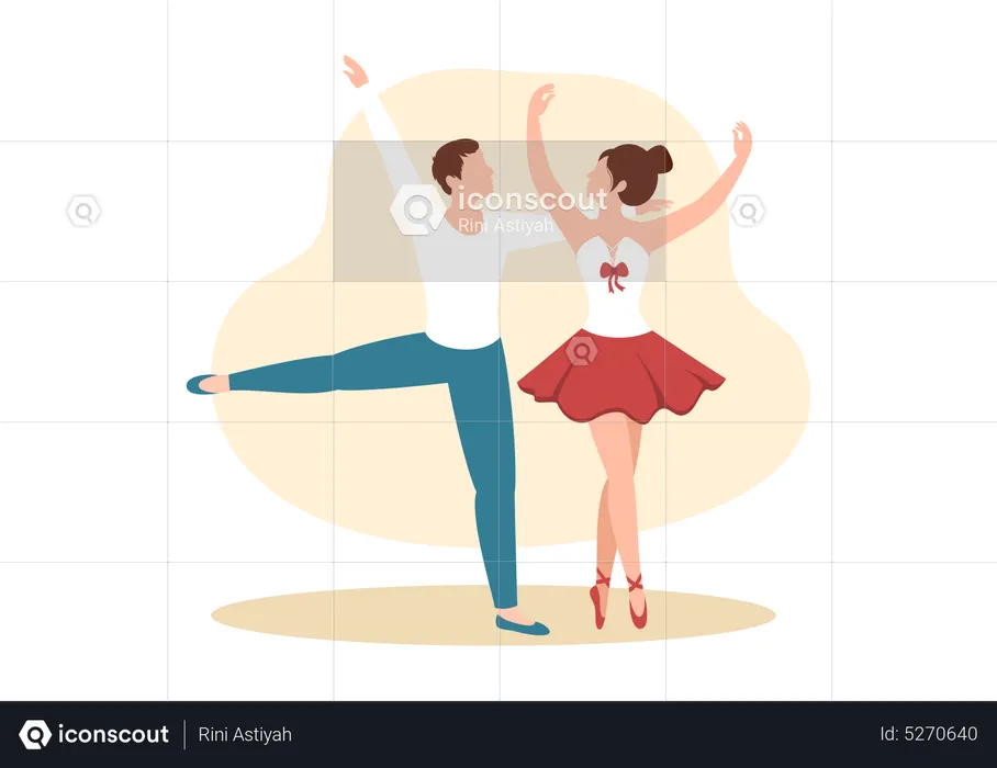 Pareja haciendo ballet  Ilustración