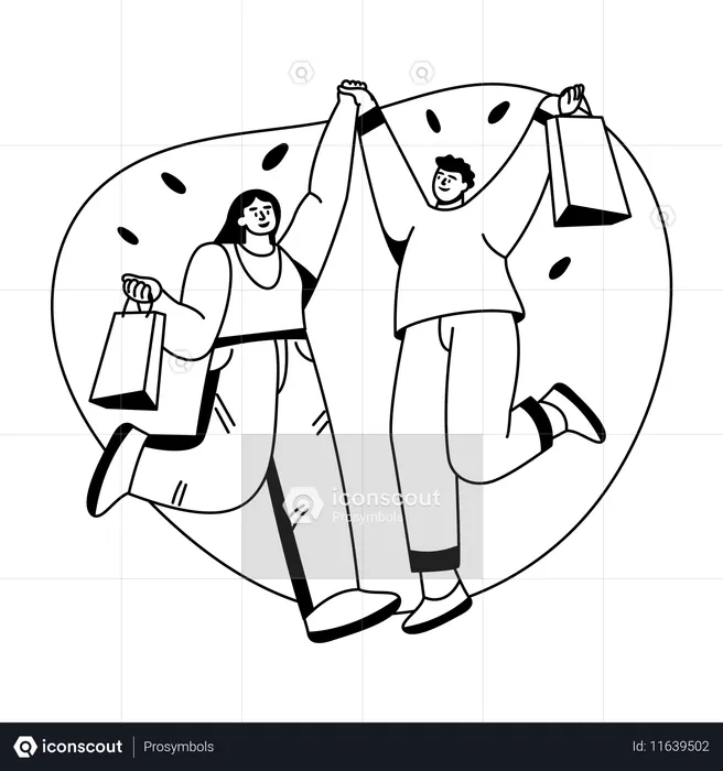 Pareja haciendo compras  Ilustración