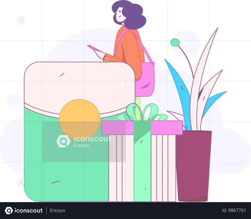 Pareja haciendo compras en línea  Ilustración