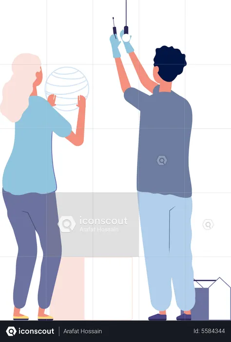Pareja haciendo tareas domésticas  Ilustración