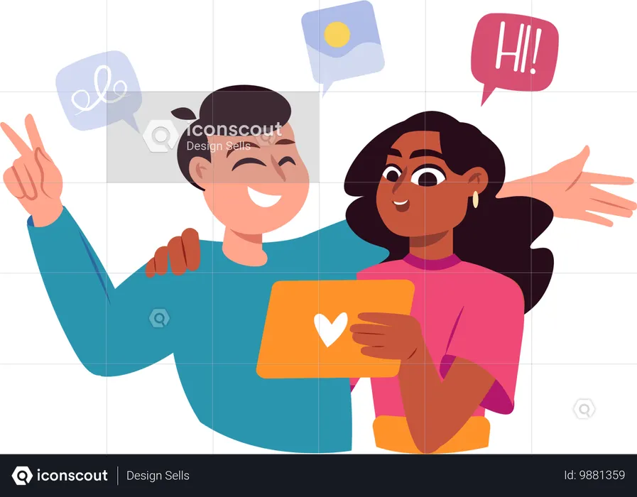 Pareja publica su foto en las redes sociales  Ilustración