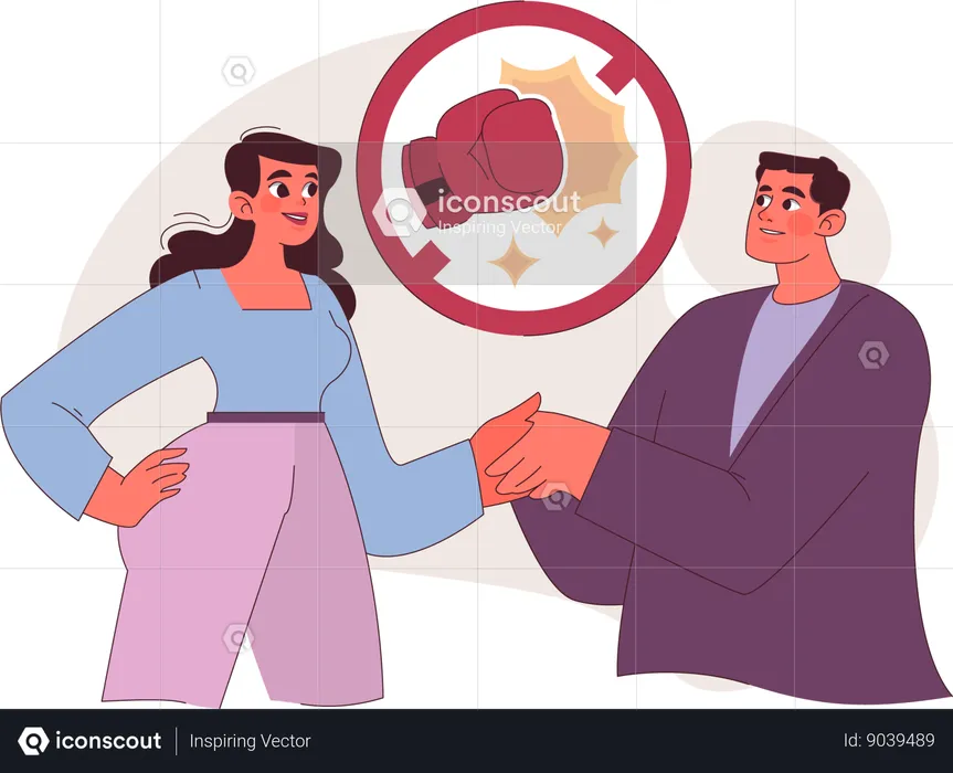 Pareja resuelve sus disputas  Ilustración