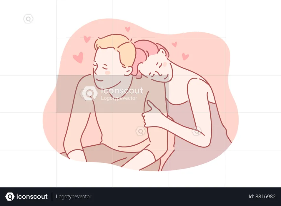 La pareja se abraza  Ilustración