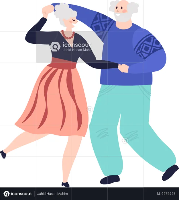 Pareja mayor, hacer, tango  Ilustración