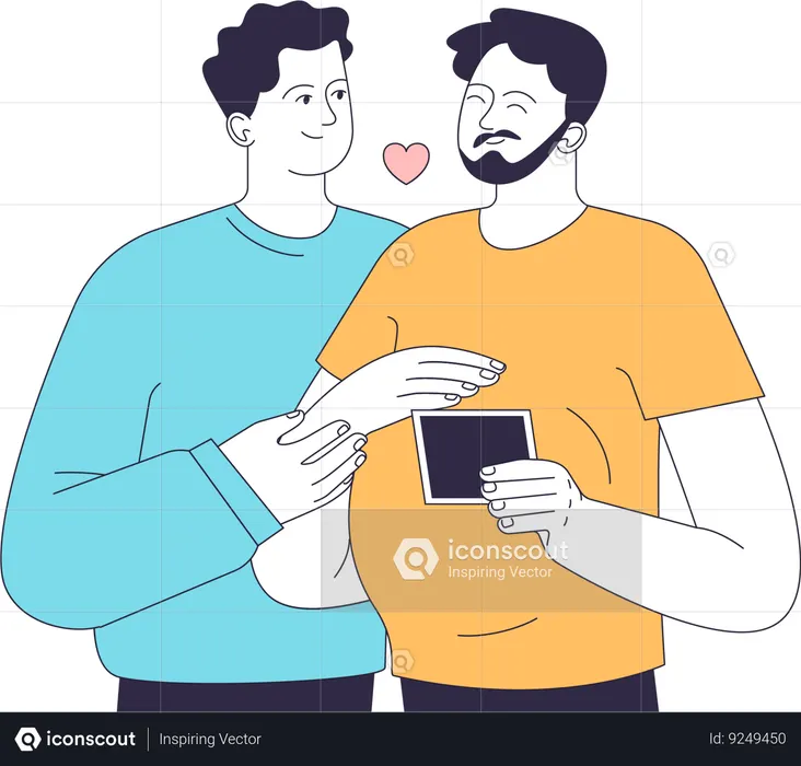 Pareja trans celebrando el embarazo  Ilustración