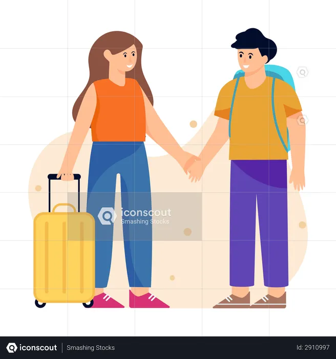 Pareja yendo de gira  Ilustración