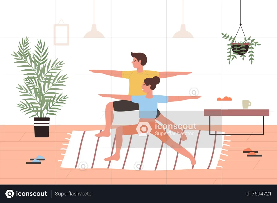 Pareja de yoga  Ilustración