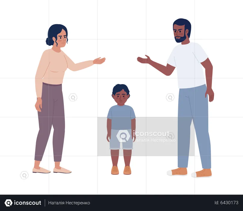 Parental conflict in front of kid  Illustration