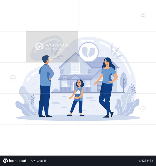 Parenting abstract concept . Adoption of a child, custody and guardianship, foster care parent, family conflict, orphanage, adoptive parents, flat vector modern illustration  Illustration