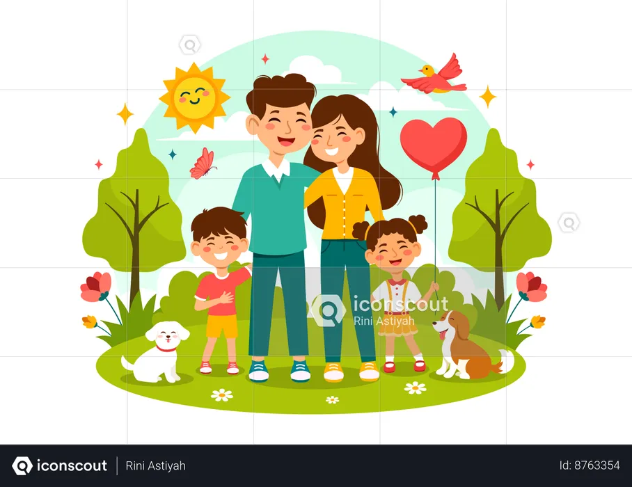 Parents and children celebrating family day  Illustration