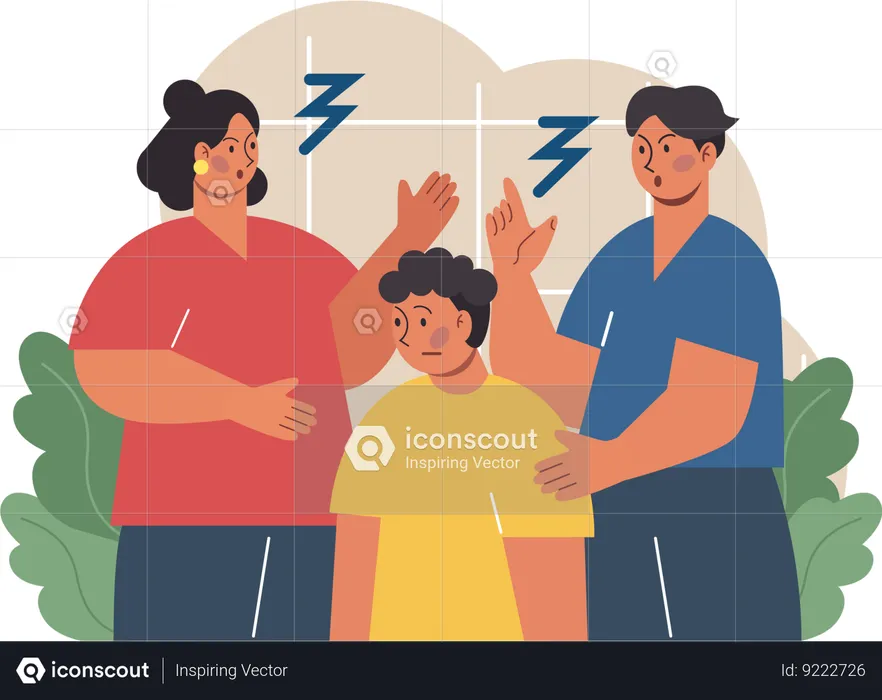 Parents are scolding their child  Illustration