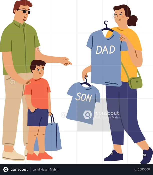 Parents buying clothes to kids  Illustration