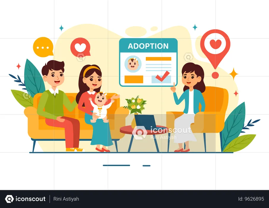 Parents complete adoption procedure  Illustration