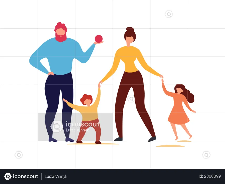 Parents enjoying free time with their kids  Illustration