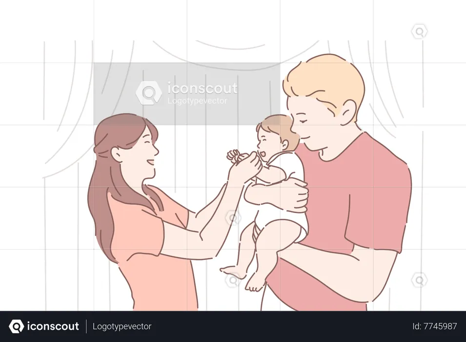 Parents enjoying with baby  Illustration