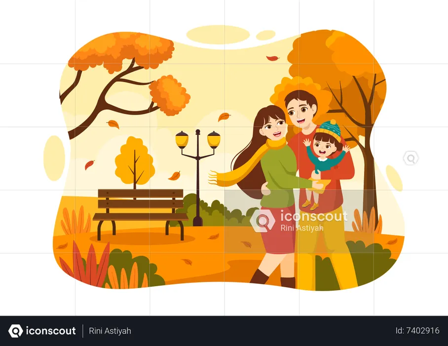 Parents enjoying with kid in park  Illustration
