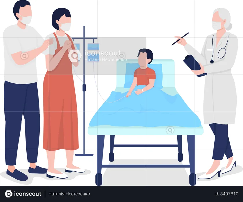Parents feels relief after child checkup  Illustration
