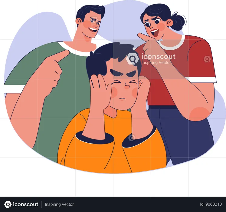 Parents fight in front of boy  Illustration