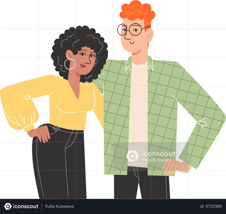 Heureux parents debout ensemble  Illustration