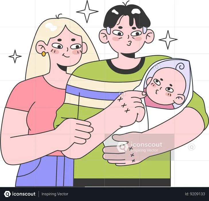 Parents holding kid  Illustration
