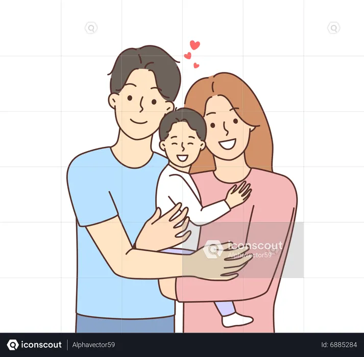 Parents loving their son  Illustration